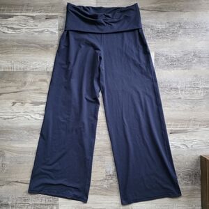 Fabletics Dark Blue Fold-Over Wide-Leg Pants Size Medium